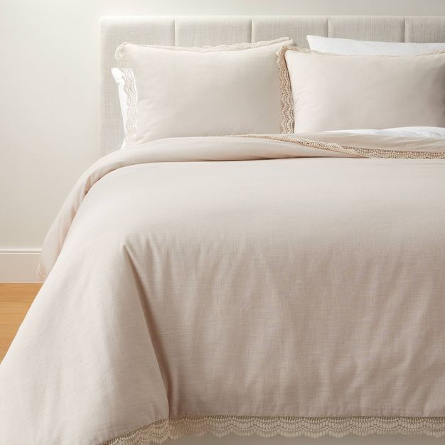 Lace Border Cotton Slub Comforter & Sham Set - Threshold™ designed with Studio McGee | Target