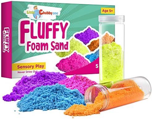 LITTLE CHUBBY ONE Kids Fluffy Foam Sand Set - Magic Sand Set - Toy Set Includes 5 Tubes of Sand H... | Amazon (US)