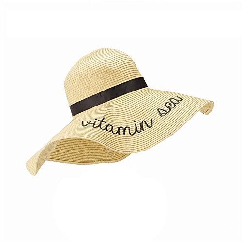 State of Mind Straw Sun Hat with a Statement - Black Embroidered - 16-3/4-in (Vitamin Sea - Black Em | Amazon (US)