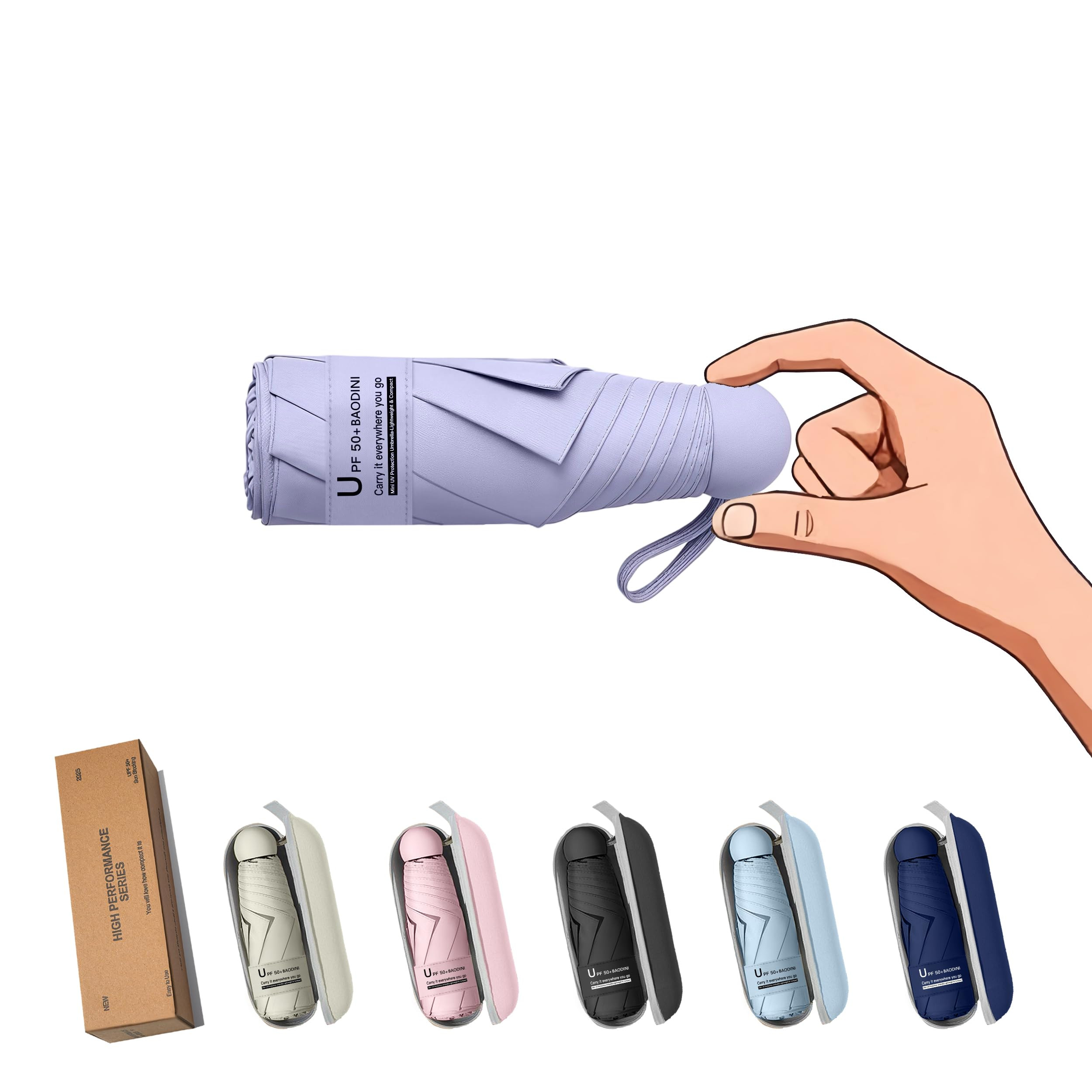 BAODINI Travel Essentials Mini Umbrella for Purse With Case Small Compact UV Sun Protection Light... | Amazon (US)