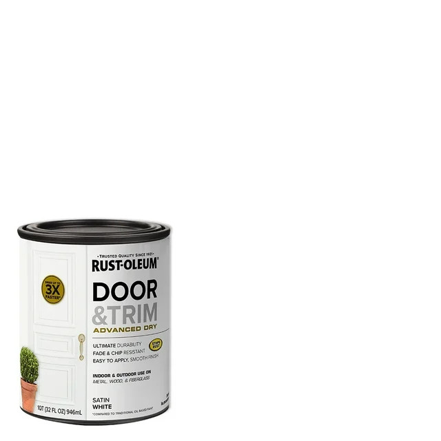 White, Rust-Oleum Satin Door and Trim Paint-369384, Quart | Walmart (US)