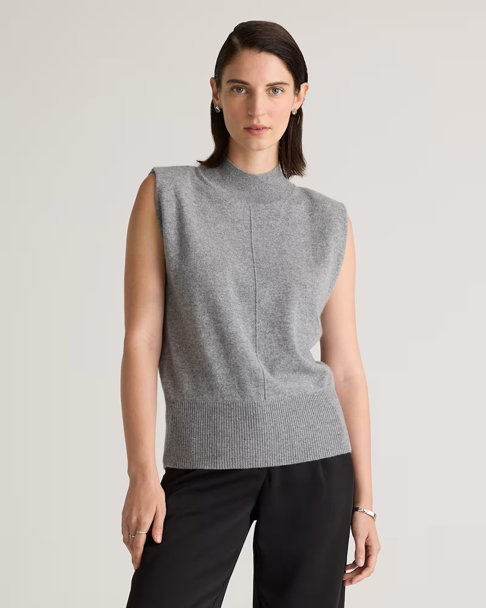 Mongolian Cashmere Padded-Shoulder Sweater Tank | Quince