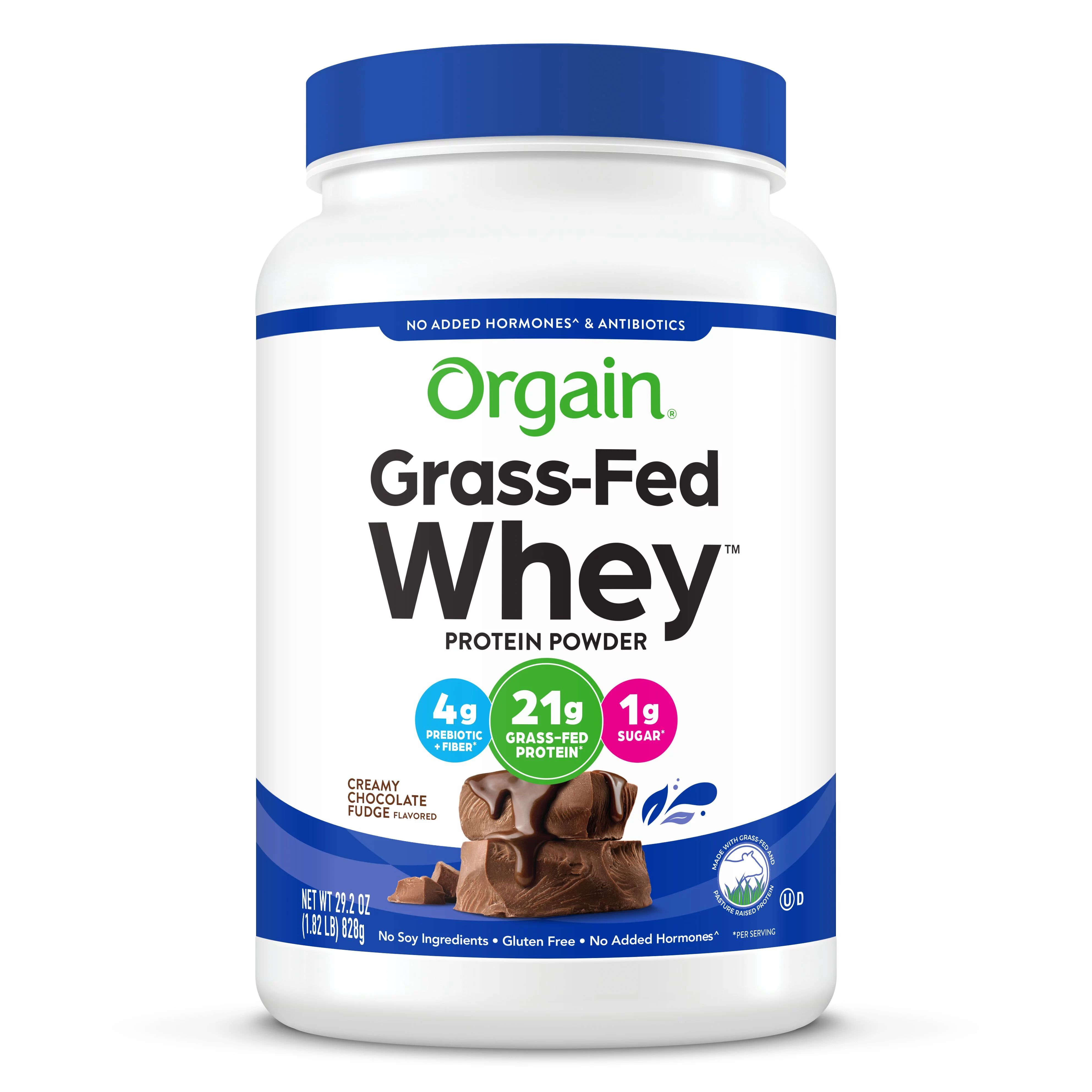 Orgain Grass-Fed Whey Protein Powder, Creamy Chocolate Fudge-,21g Protein, 1.82 lb - Walmart.com | Walmart (US)