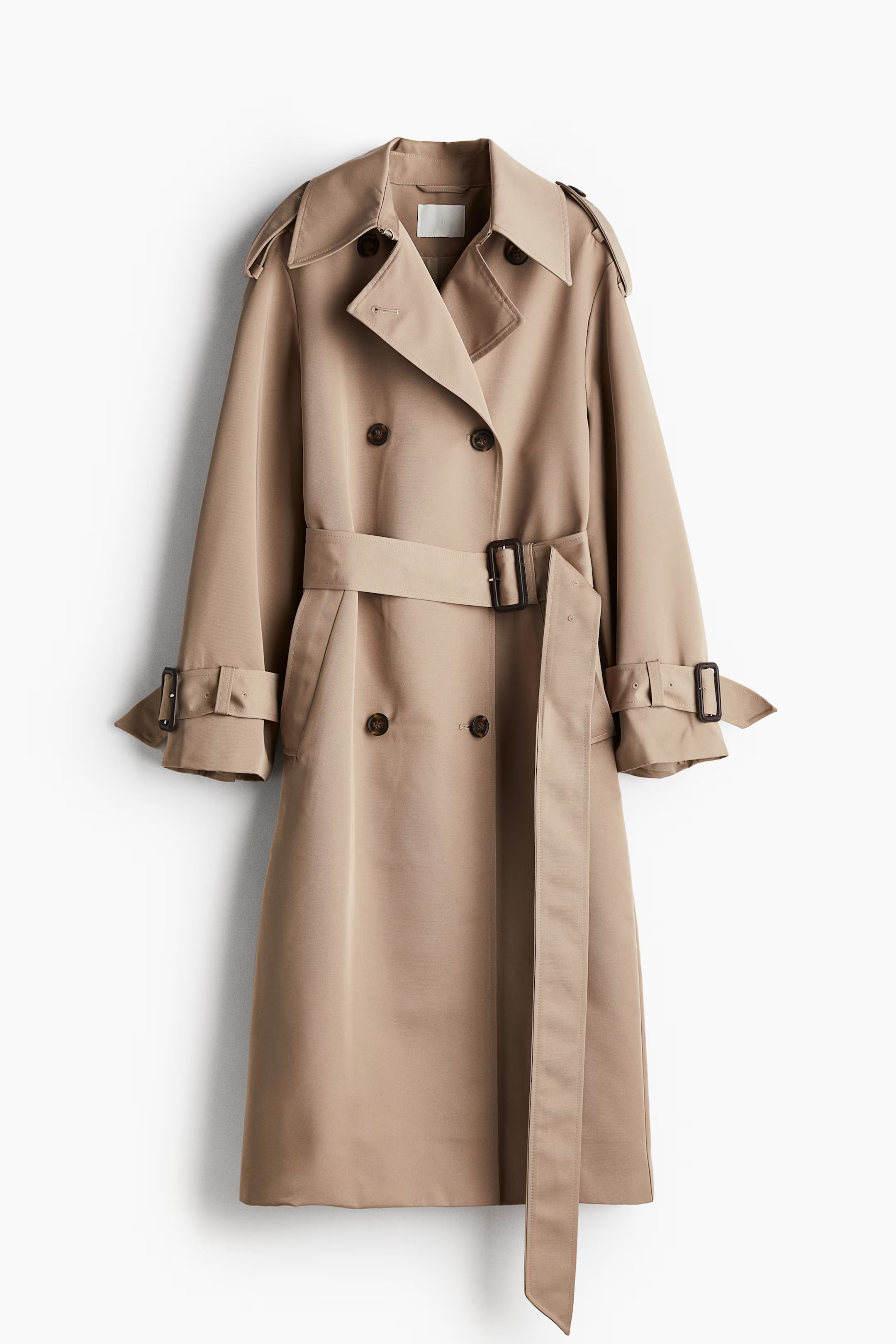 Double-breasted Trench Coat - Long sleeve - Long - Beige - Ladies | H&M US | H&M (US + CA)