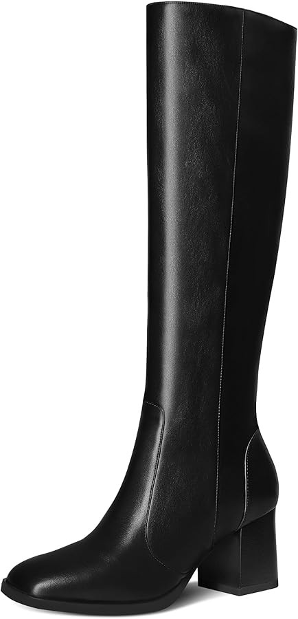 MUCCCUTE Knee High Boots for Women Square Toe Chunky Heel Side Zipper Rhinestone Sparkly Fashion ... | Amazon (US)