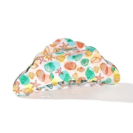 Seashell Hair Clips For Women Colorful Claw Clips Starfish Hair Claw Trendy Cute Large Clip Merma... | Amazon (US)
