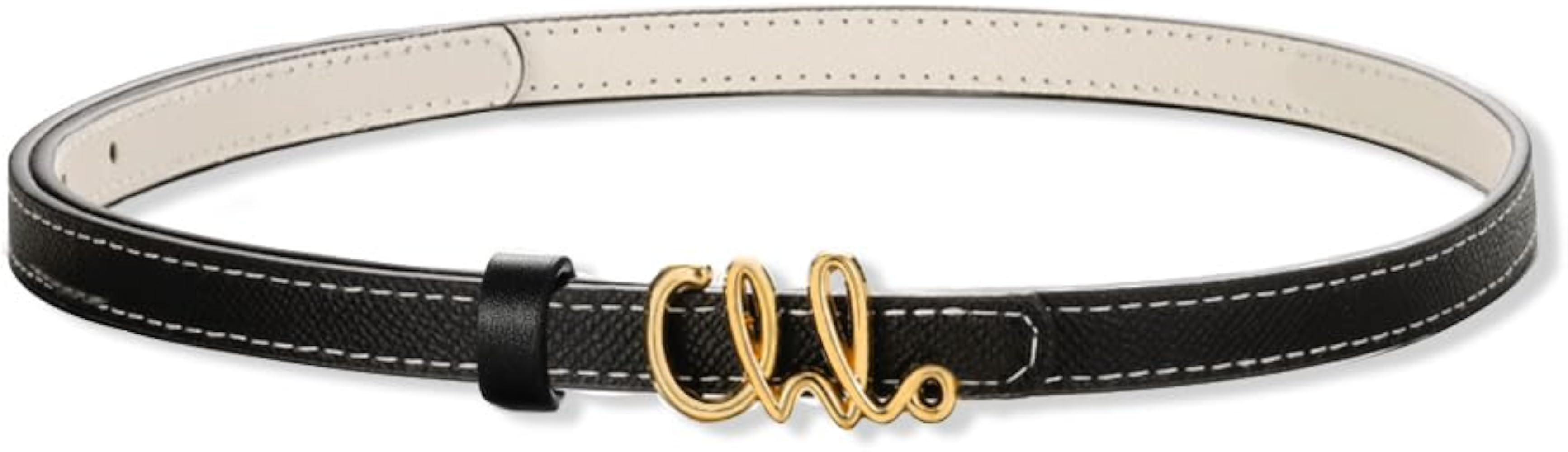 Skinny Black White Belt for Women Gold Leather Buckle Belt Trendy Thin Belts for Jeans Pants Dres... | Amazon (US)