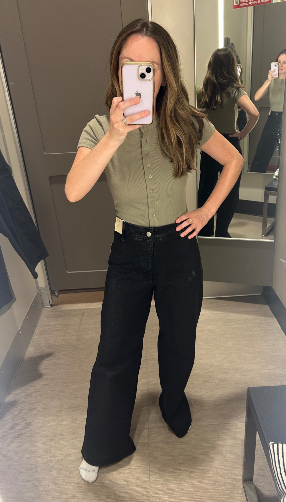 Target try on today! This basic Henley top is definitely going home with me. I am a sucker for a basic tee. I am loving these wide leg black jeans. Here they are in the regular length. They’re too long for me at 5’0” but I will be snagging them when they come back in stock in the short length! They’re SO CUTE!!

DEAL ALERT: Target has $10 off women’s clothing & accessories when you spend $40!

I’ll link the shirt when it’s available online!

#targetfinds #target #fallclothes

#LTKPetite #LTKFallSale #LTKFindsUnder50