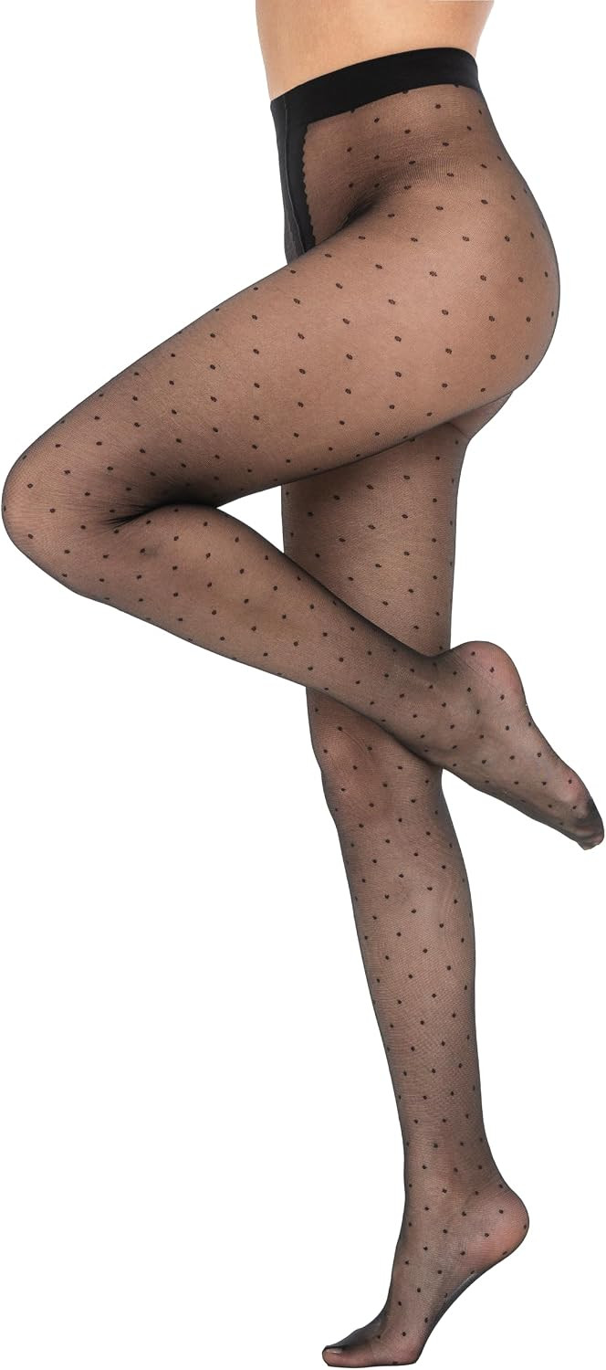 Veluk 20D Polka Dot Tights for Women Patterned Sheer Dotted Pantyhose | Amazon (US)