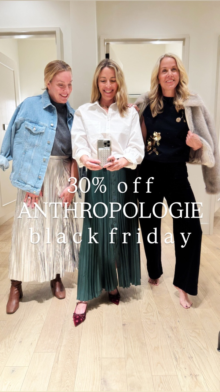 Use our early access code “GTI30”
For 30% off Anthropologie 11/20-11/23!

There are so many festive holiday options @Anthropologie right now. We each found the perfect pieces to complete 3 head-to-toe holiday looks. All items linked to this post. How fun is the gold skirt and the fur coat??

Sizing:
All items run tts. 
Allison is in a medium in gold skirt, grey cashmere sweater and jean jacket. She is 5’6.”
Laura is in a small in white top and green skirt. She is 5’5."
Gretchen is in a 27 in Colette pant and a small in top and fur coat. She is 5’7."

*sale is online only and cannot be combined with other promos 🫶🏻

#LTKHoliday #LTKGiftGuide #LTKCyberWeek