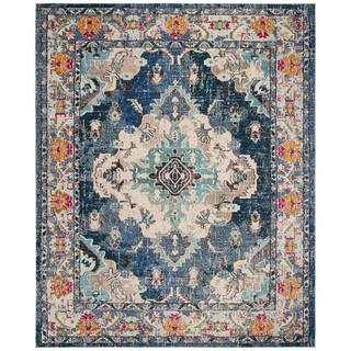 Monaco Navy/Light Blue 8 ft. x 10 ft. Border Area Rug | The Home Depot