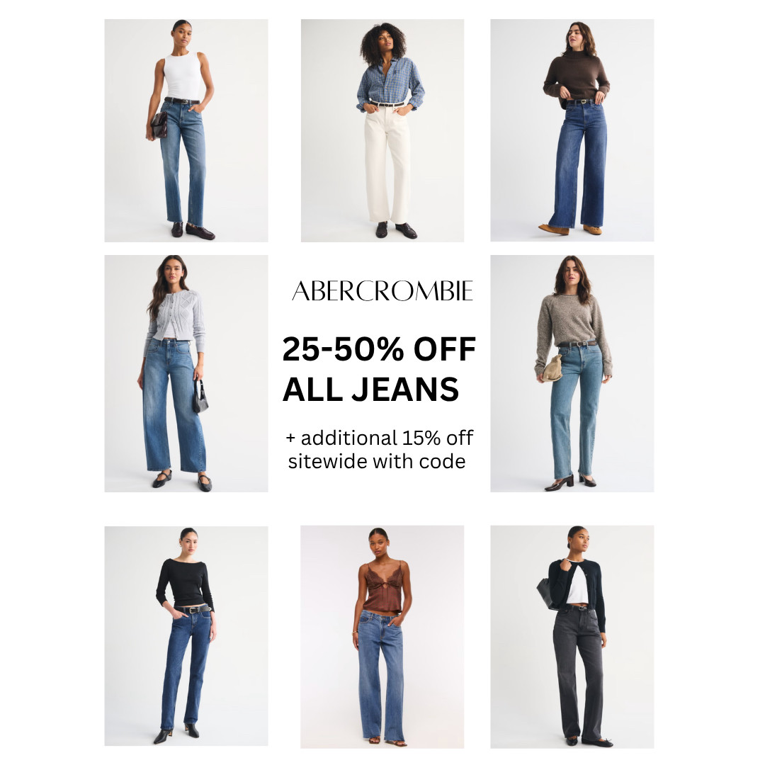 SALE: Abercrombie Denim Sale: 25-50% off all jeans + additional 15% off with code DENIMAF




ootd style fashion, Abercrombie code, Abercrombie sale, denim sale, back to school, college outfit, petite jeans, wide leg jeans, black jeans, straight leg jeans, 90s jeans, transitional outfits

#LTKU #LTKSaleAlert #LTKPetite