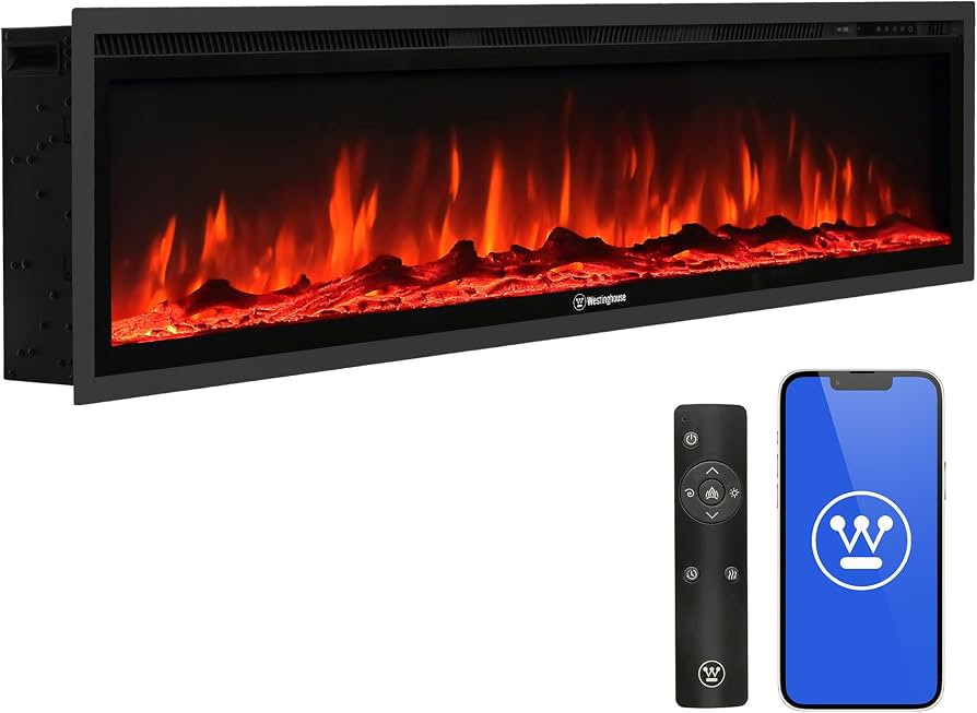 Westinghouse 60 Inch Electric Fireplace Heater, Compatible with Alexa & Google Home, Wall Mount o... | Amazon (US)