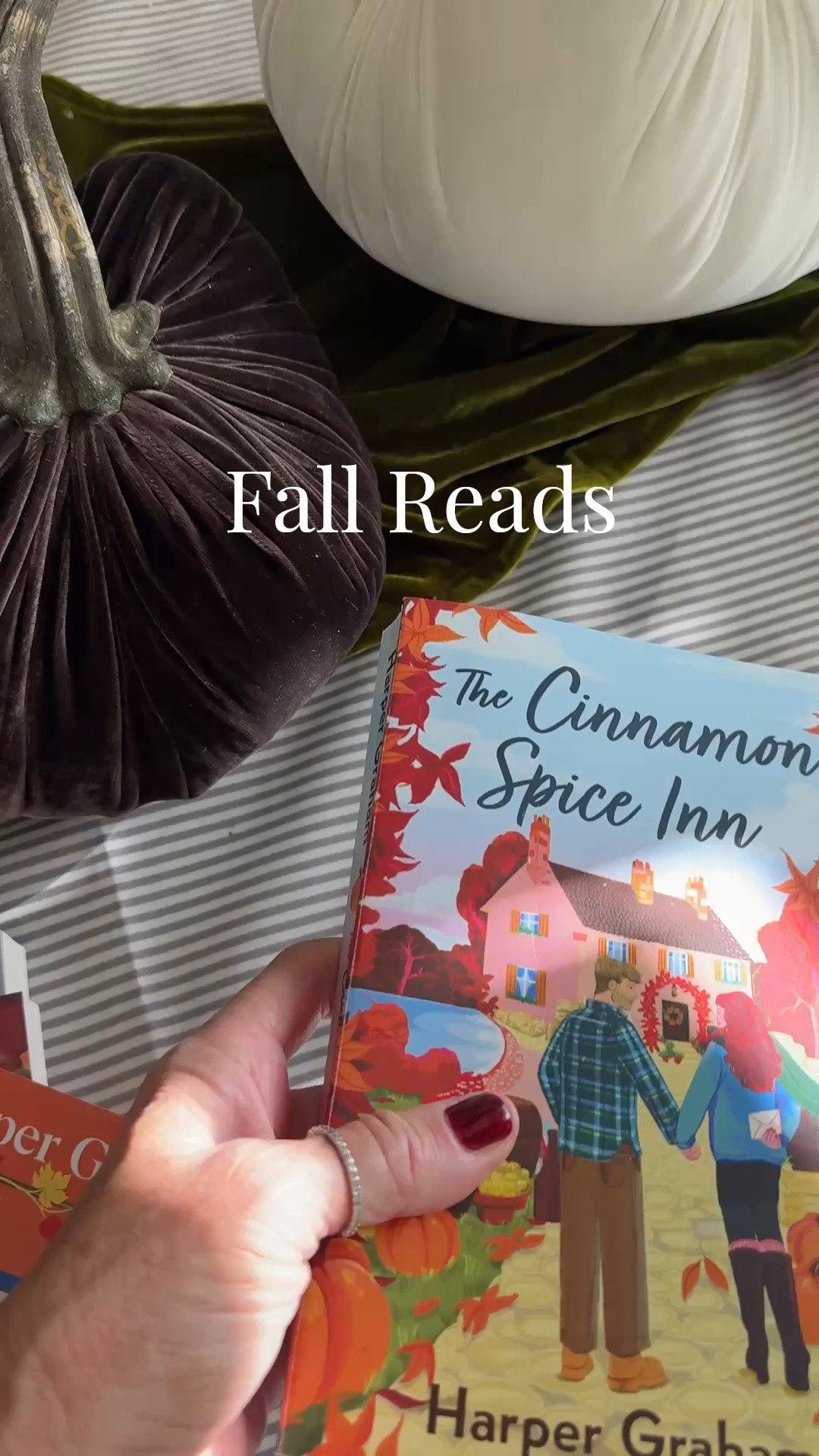 🍂☕️Fall Reads

I love a little seasonal reads
And the Cinnamon Spice inn was a perfect “ber” month read
By Harper Graham 

A cute little love story, set in a darling small town with fun characters.
There’s 6 in this series

Reading Now:
The pumpkin pie Book Nook
By Harper Graham

Next Candy Apple Kisses by Amy Clipston 
Best selling author 

Then for the holiday season I have another Harper Graham 
The spiced cocoa cafe

#LTKdayinmylife #LTKstorytime #LTKOver40