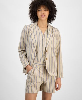Tommy Hilfiger Women's Striped Two-Button Blazer - Macy's | Macy's