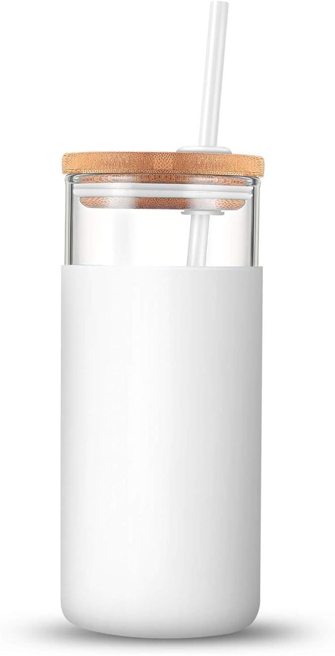 Amazon.com: tronco 20oz Glass Tumbler Straw Silicone Protective Sleeve Bamboo Lid - BPA Free : Ho... | Amazon (US)