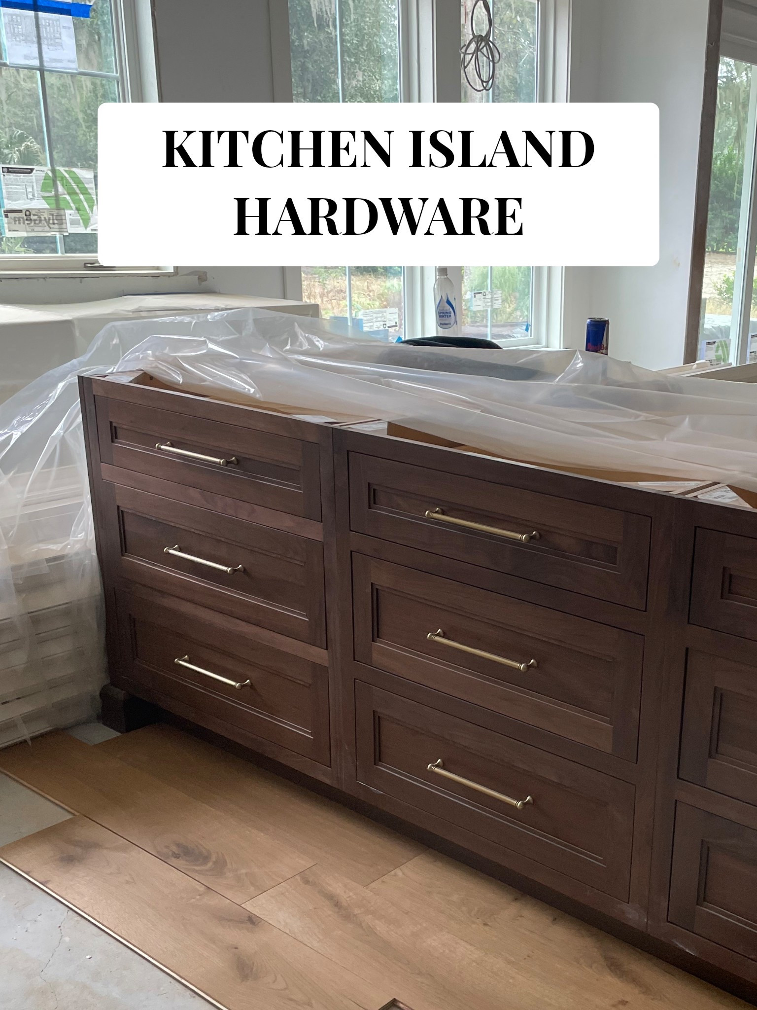 My kitchen island pulls! They are a beautiful Honey Bronze color. I added the matching knobs and latches that I have in my kitchen as well. #interiordesign #cabinetpulls #goldhardware #cabinetstyling 