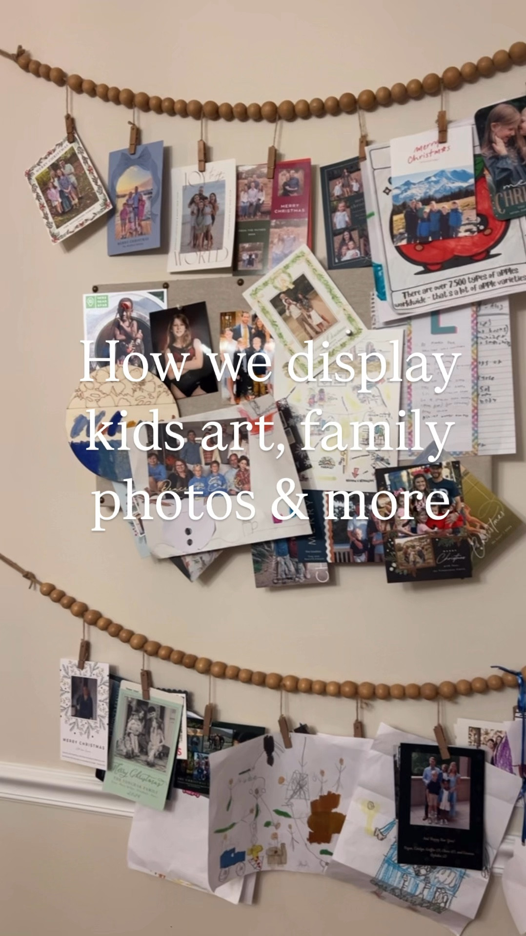 These beads with paper clips are the perfect way to display kids artwork, Christmas cards, family photos and any special memories your child is proud of! 

I always display everything here then over time, clear it out and keep what is most meaningful and file away in memory boxes.  

#LTKFamily #LTKWatchNow #LTKKids