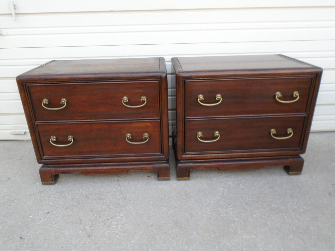 PAIR Nightstands American of Martinsville Asian Ming Feet Mid century Modern Retro 2 Bed Tables H... | Etsy (US)