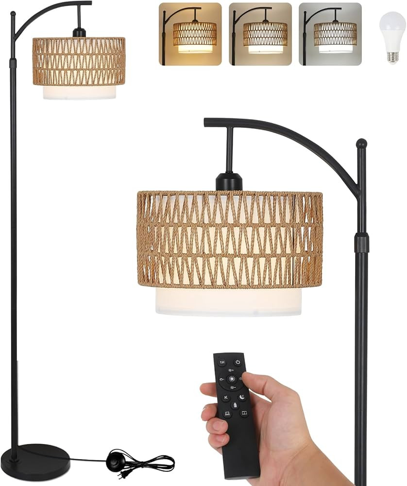 Arc Floor Lamp for Living Room with 3 Color Temperatures, Farmhouse Floor Lamps with Remote & Dim... | Amazon (US)
