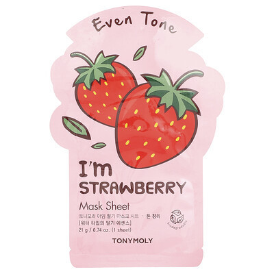 TonyMoly, I'm Strawberry, Even Tone Beauty Mask Sheet, 1 Sheet, 0.74 oz (21 g) | iHerb