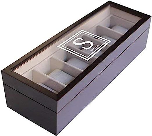 CASE ELEGANCE Custom Engraved Solid Espresso Wood Watch Boxes - 6 slot | Amazon (US)