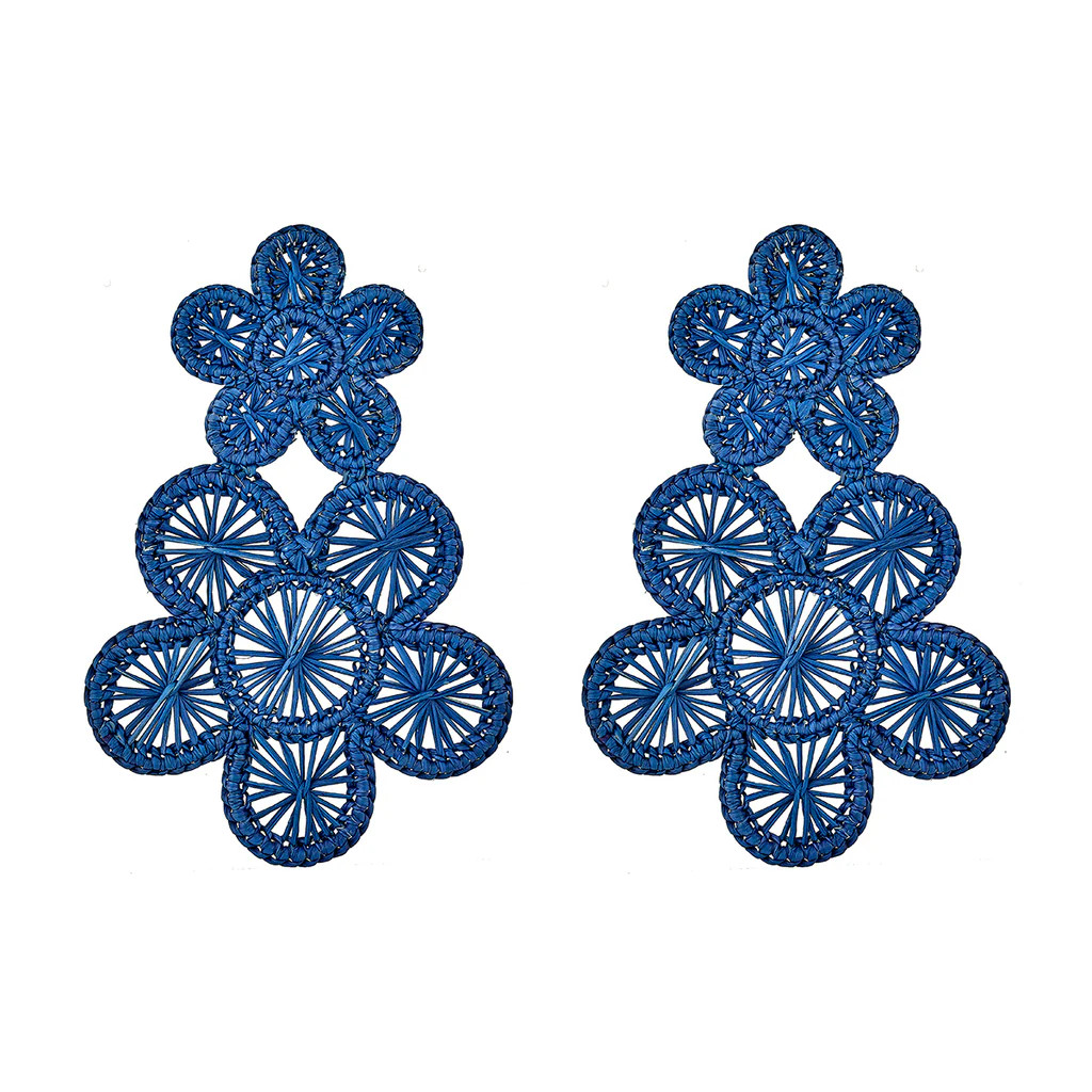 Navy Rattan Bloom Earring | ASHA by ADM
