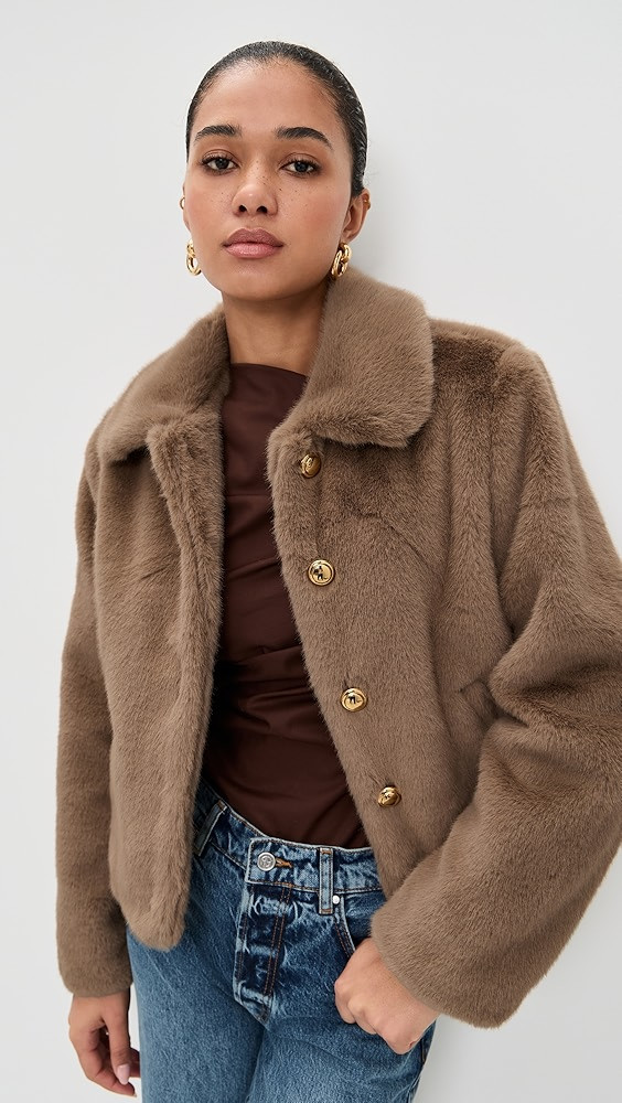 Faux Fur Collared Jcaket | Shopbop
