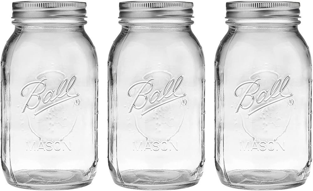 6 Count Mason Jar-32 oz. Clear Glass Wide Mouth | Amazon (US)