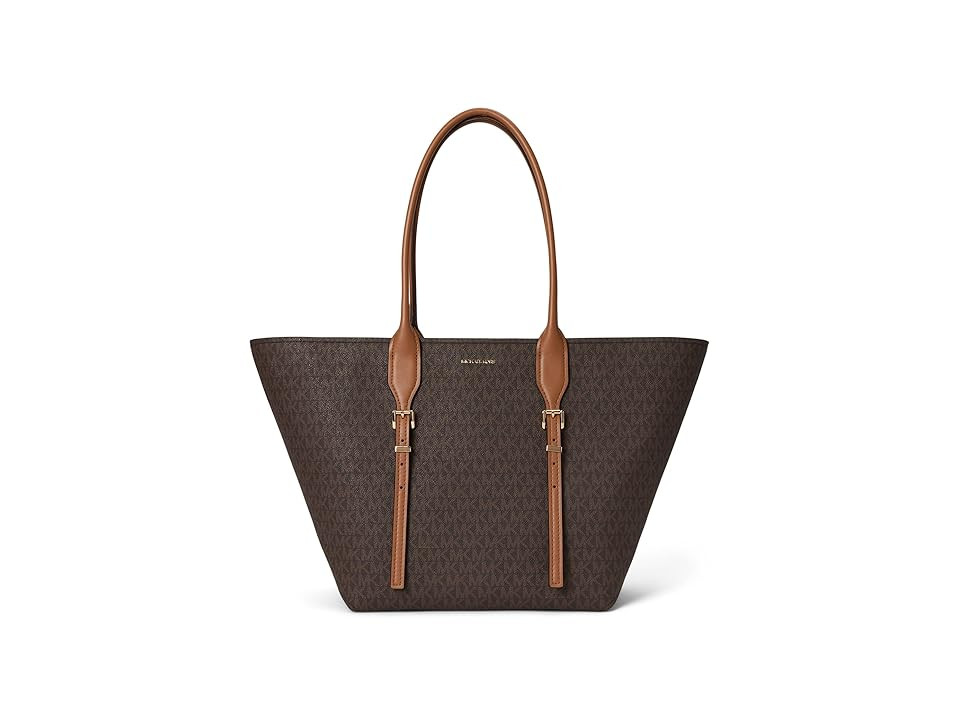 MICHAEL Michael Kors Moore Large Buckle Tote Tote Handbags Brown/Acorn : LG, Polyester | Zappos