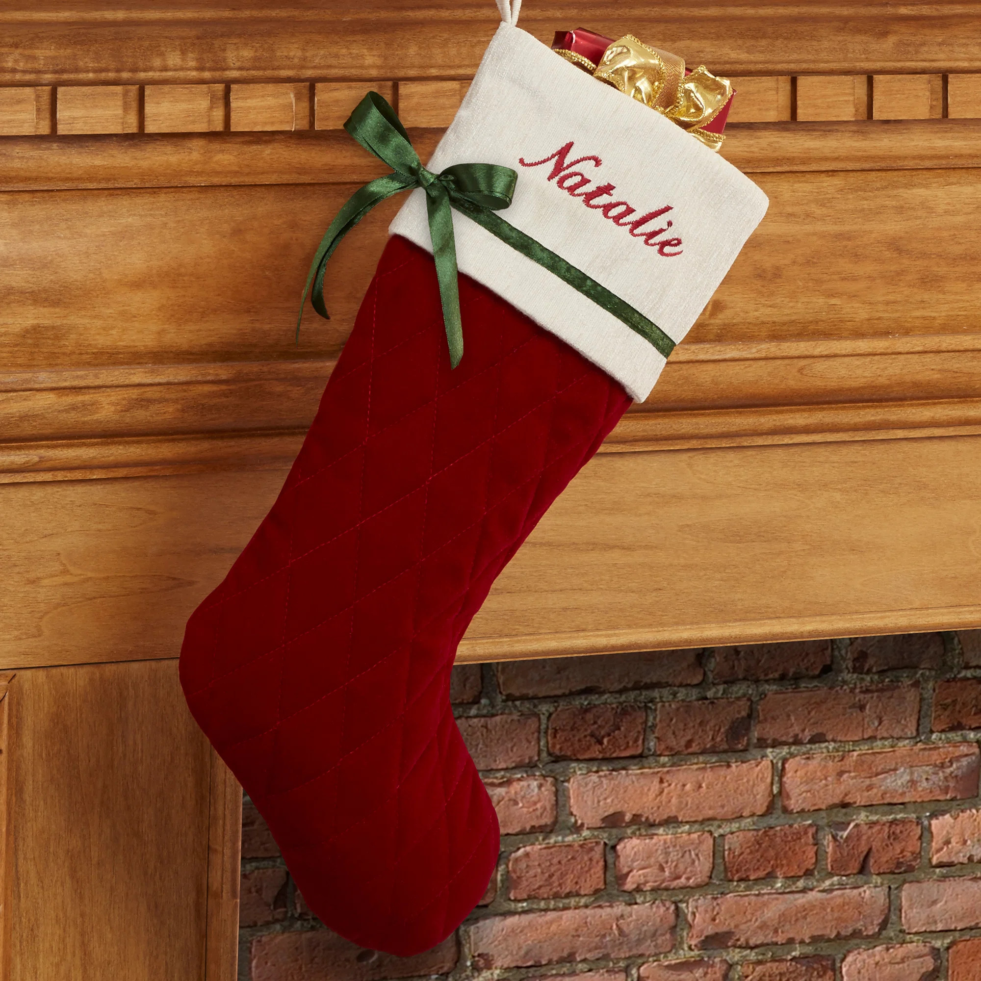 Winter Classic Personalized Quilted Stocking w/Bow | Wayfair North America