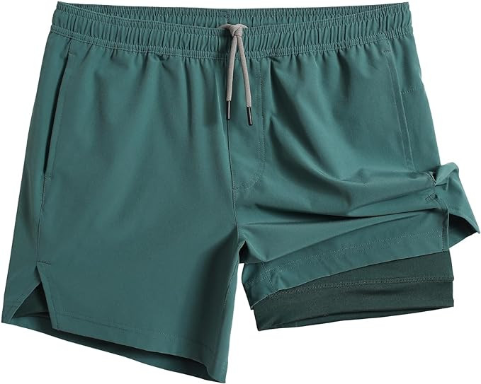 maamgic Mens 5" Gym Running Shorts for Men 2 in 1 Quick Dry Workout Athletic Shorts | Amazon (US)