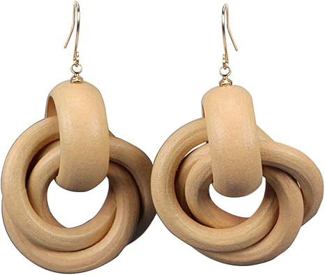 Wooden Earrings for Women Big Statement Circle Beautiful Hoop Earrings | Amazon (US)