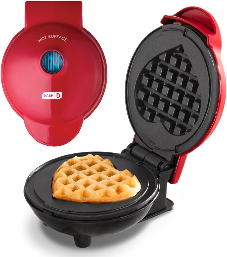 Dash Heart Mini Waffle Maker, 4-Inch Nonstick Cooking Surface, Red | Amazon (US)