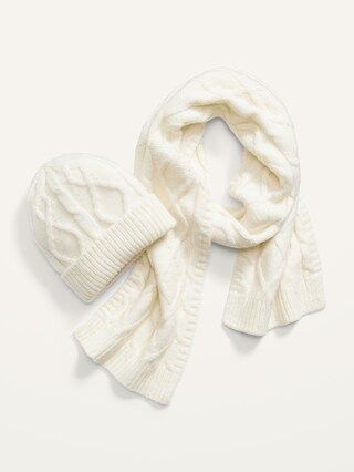 2-Pack Cable-Knit Beanie And Scarf Set For Women | Old Navy (US)
