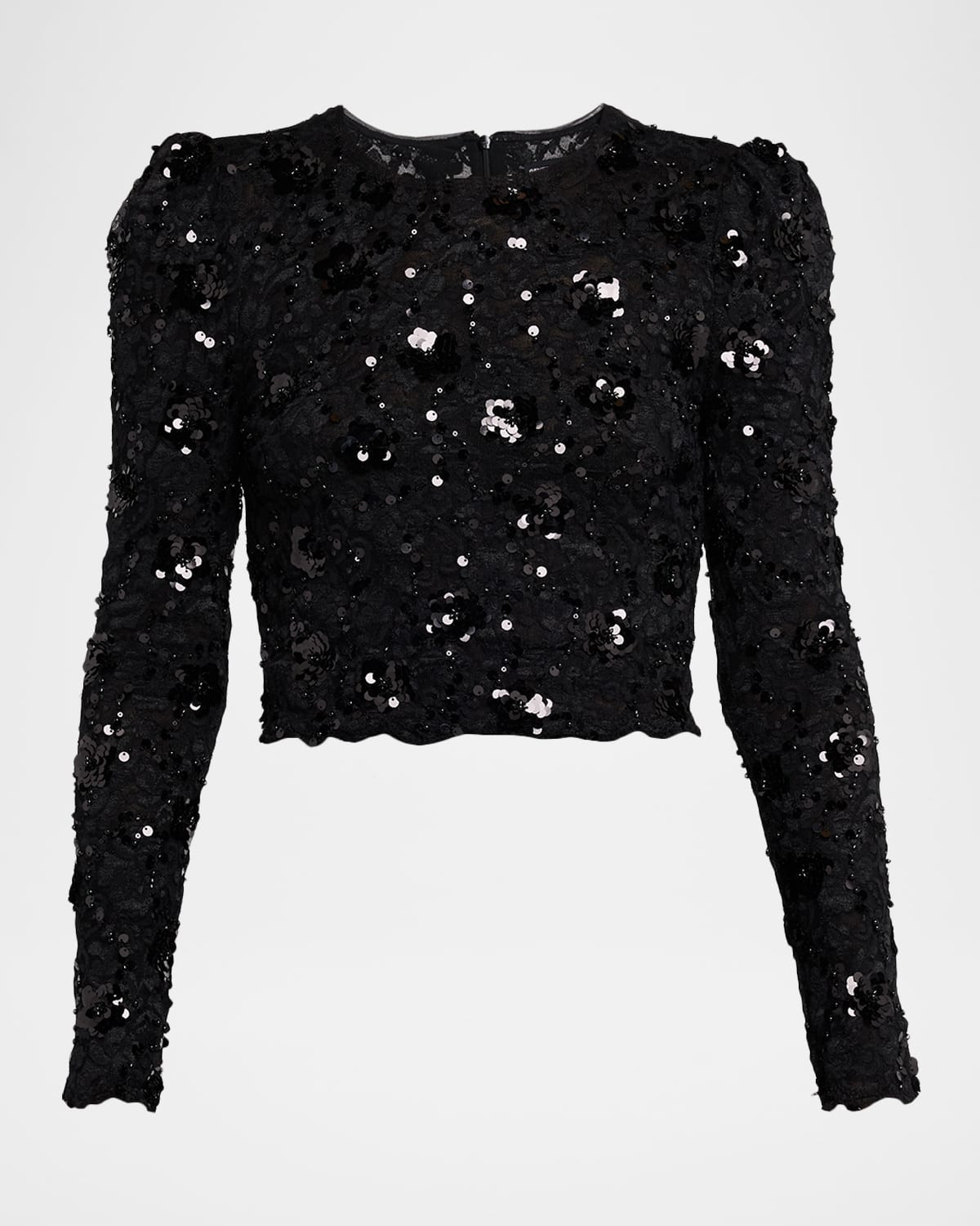 Safia Sequined Lace Crop Top | Neiman Marcus