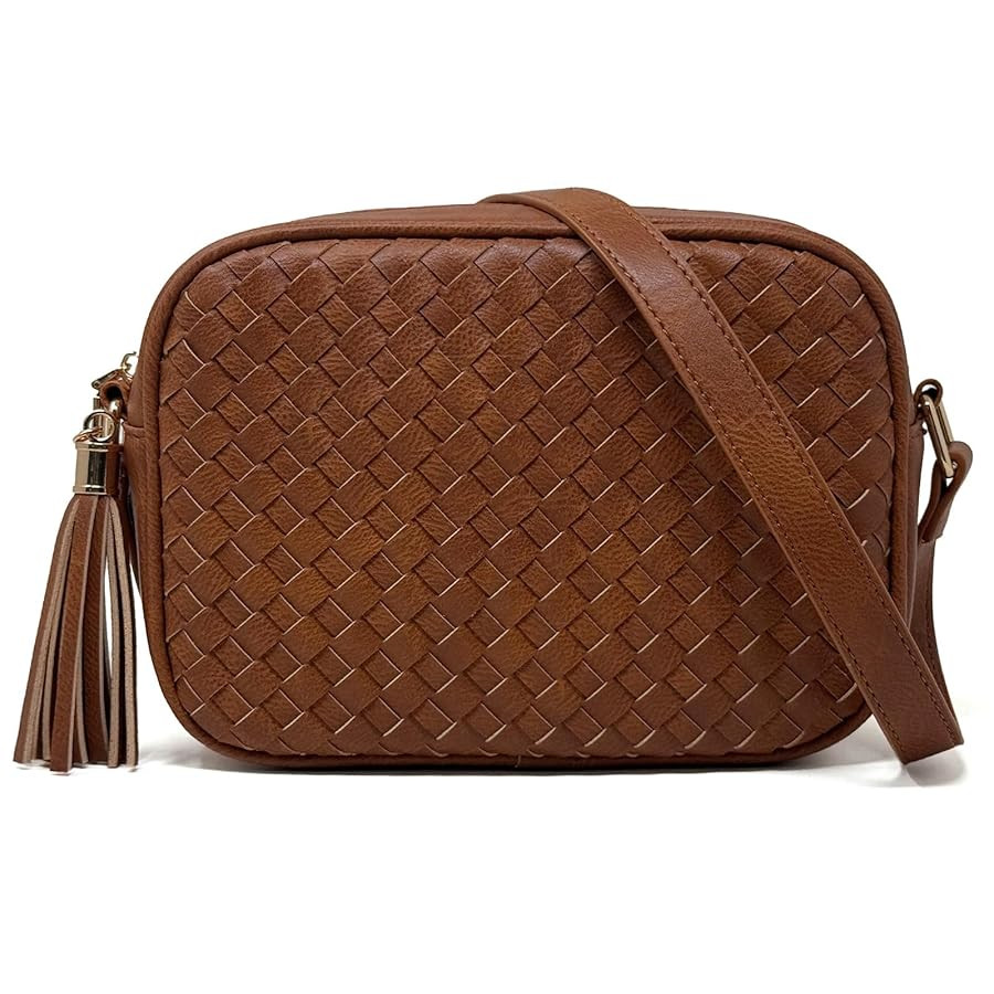 AFKOMST Woven Crossbody Bags for Women Small Fall Cross Body Purse and Boho Handbags with Tassels... | Amazon (US)