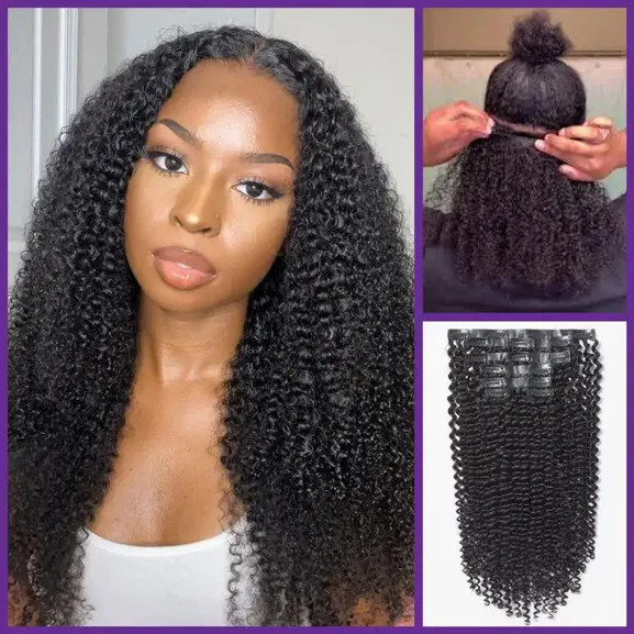 Kinky Curly Invisible Seamless Clip in Extensions Human Hair | Luvmehair
