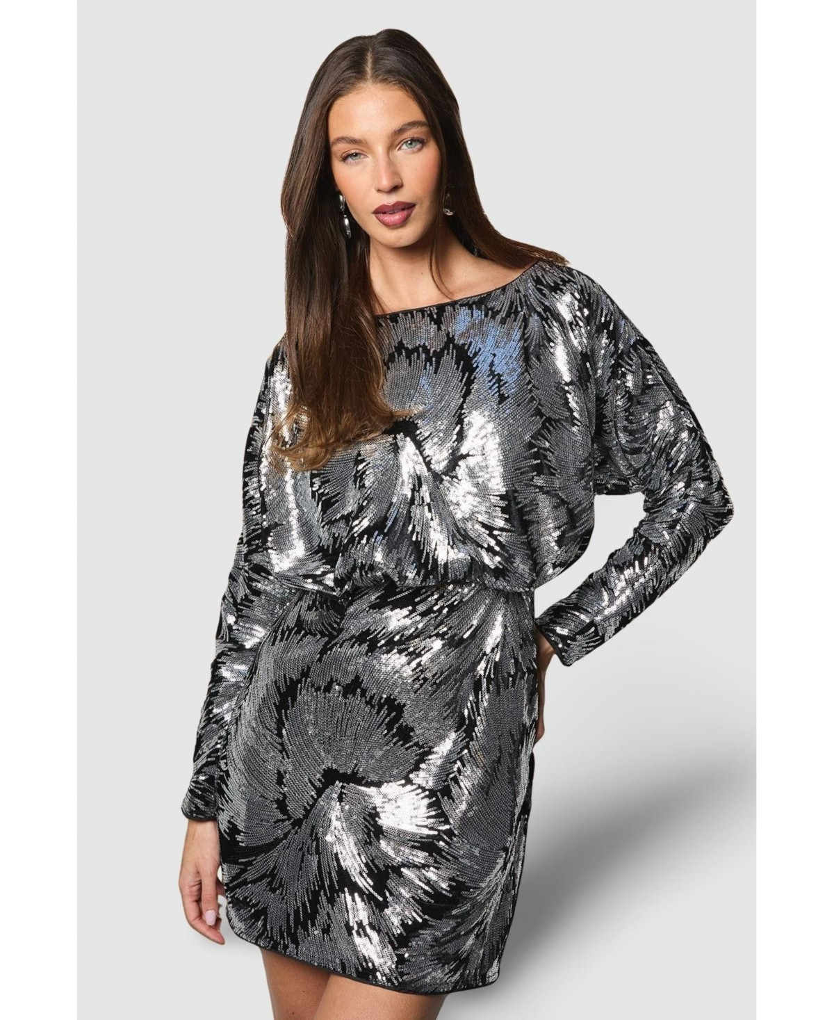 Coast Women's Floral Sequin Batwing Mini Dress - Black | Macy's