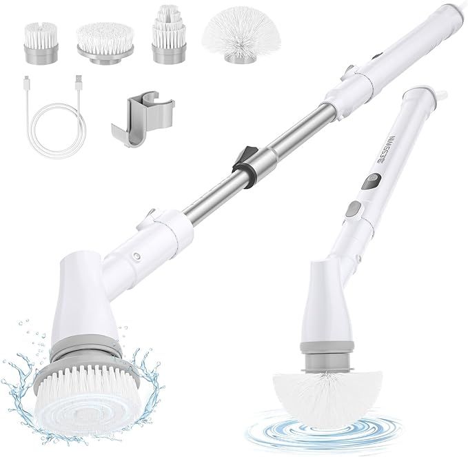 Besswin Electric Spin Scrubber, Cordless Shower Cleaner Brush with Adjustable Extension, 4 Replac... | Amazon (US)