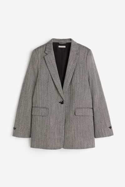 Single-breasted blazer - Grey/Herringbone-patterned - Ladies | H&M GB | H&M (UK, MY, IN, SG, PH, TW, HK, KR)