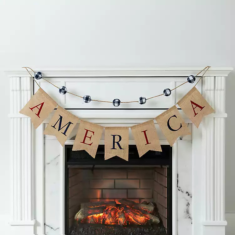 America Buffalo Check Pom-Poms Banner | Kirkland's Home