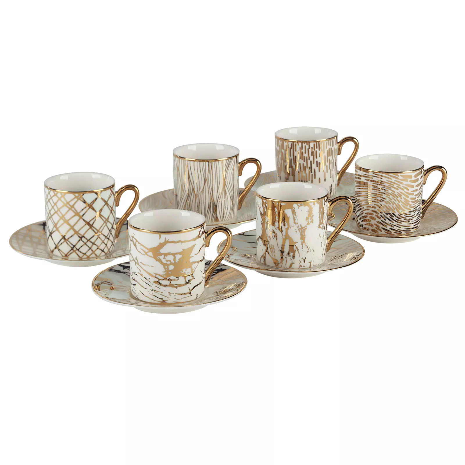 Certified International Matrix Gold Espresso Cup & Saucers 6-piece Set, Multi | Kohl's