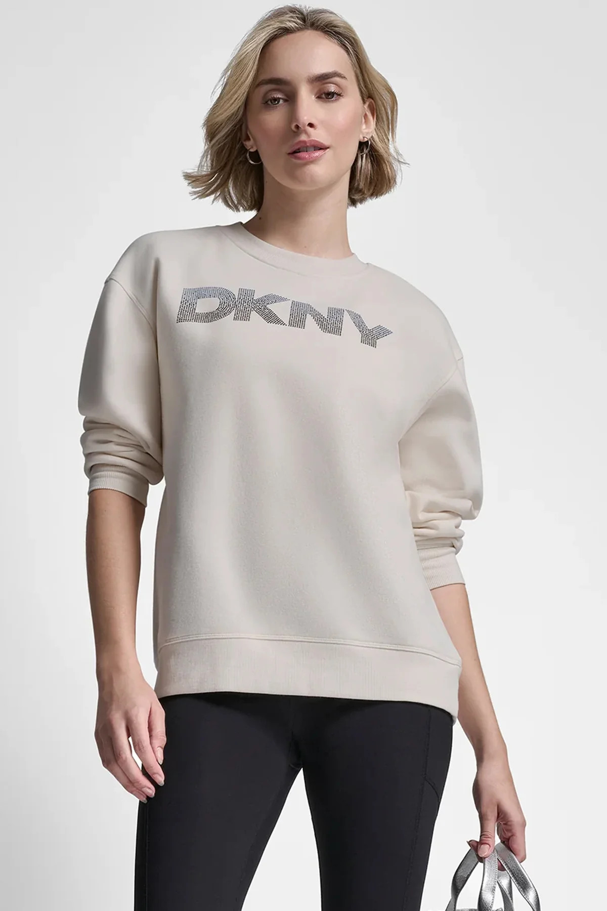 OMBRE RHINESTONE LOGO CREW NECK PULLOVER | DKNY