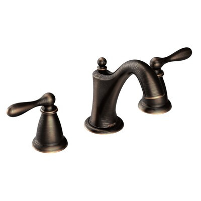 Moen Caldwell Mediterranean Bronze 2-handle Widespread WaterSense Bathroom Sink Faucet with Drain... | Lowe's