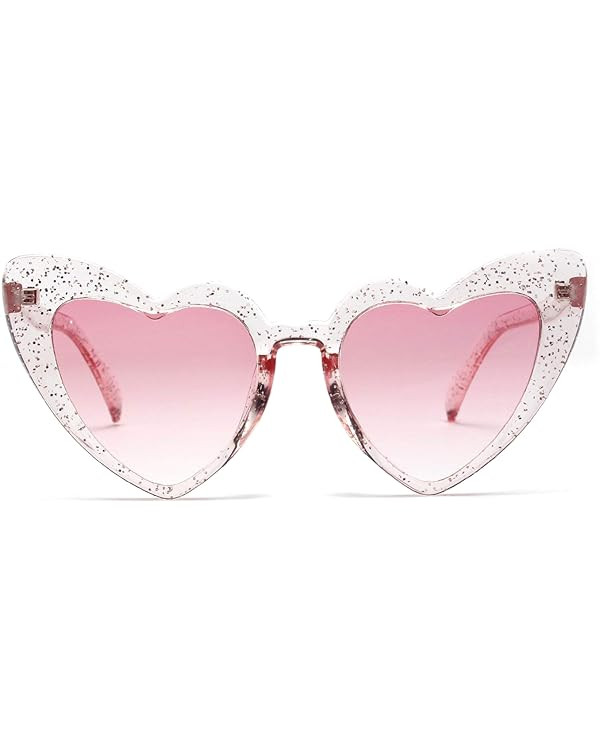 Clout Heart Shaped Sunglasses Goggles Vintage Cat Eye Mod Style Retro Kurt Cobain Glasses | Amazon (US)