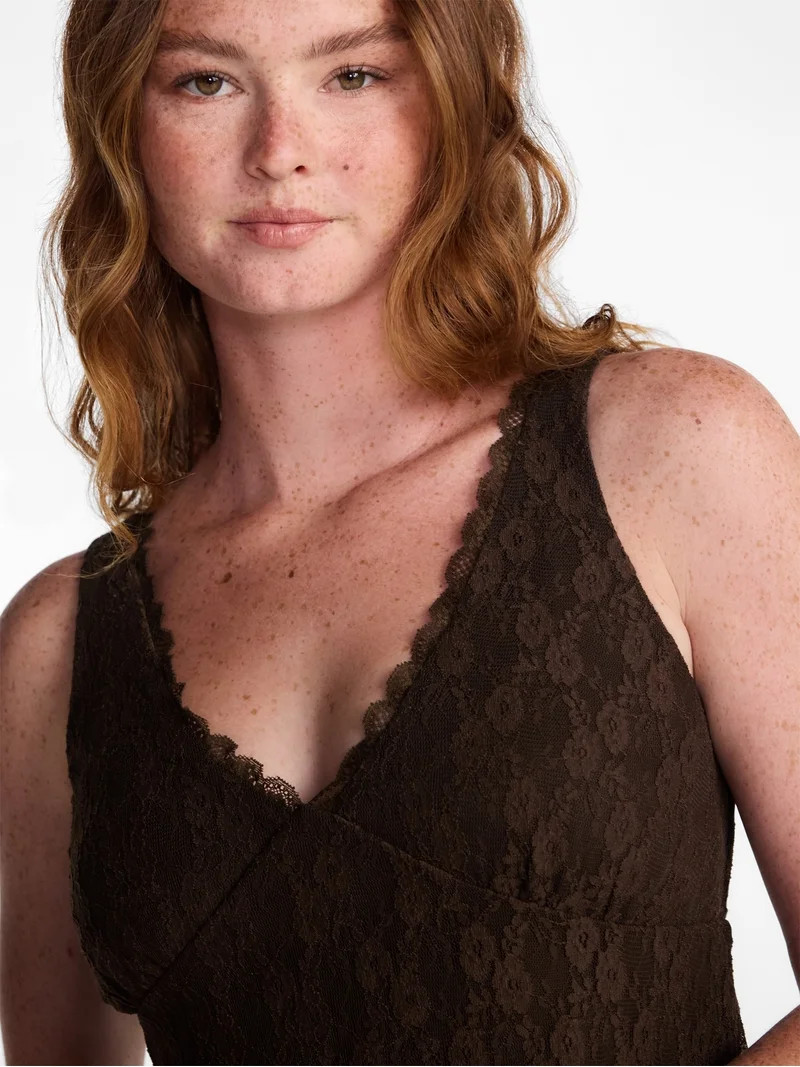 No Boundaries Lace Godet Tank Top, Women\u2019s XXS-XXL | Walmart (US)