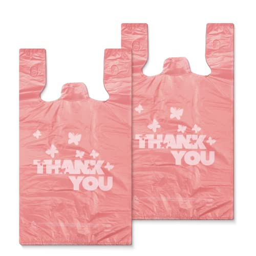 PINK Thank you bags, 100PCS T shirt bags, To Go Bags,Grocery bags, Reusable and Disposable,Perfec... | Amazon (US)