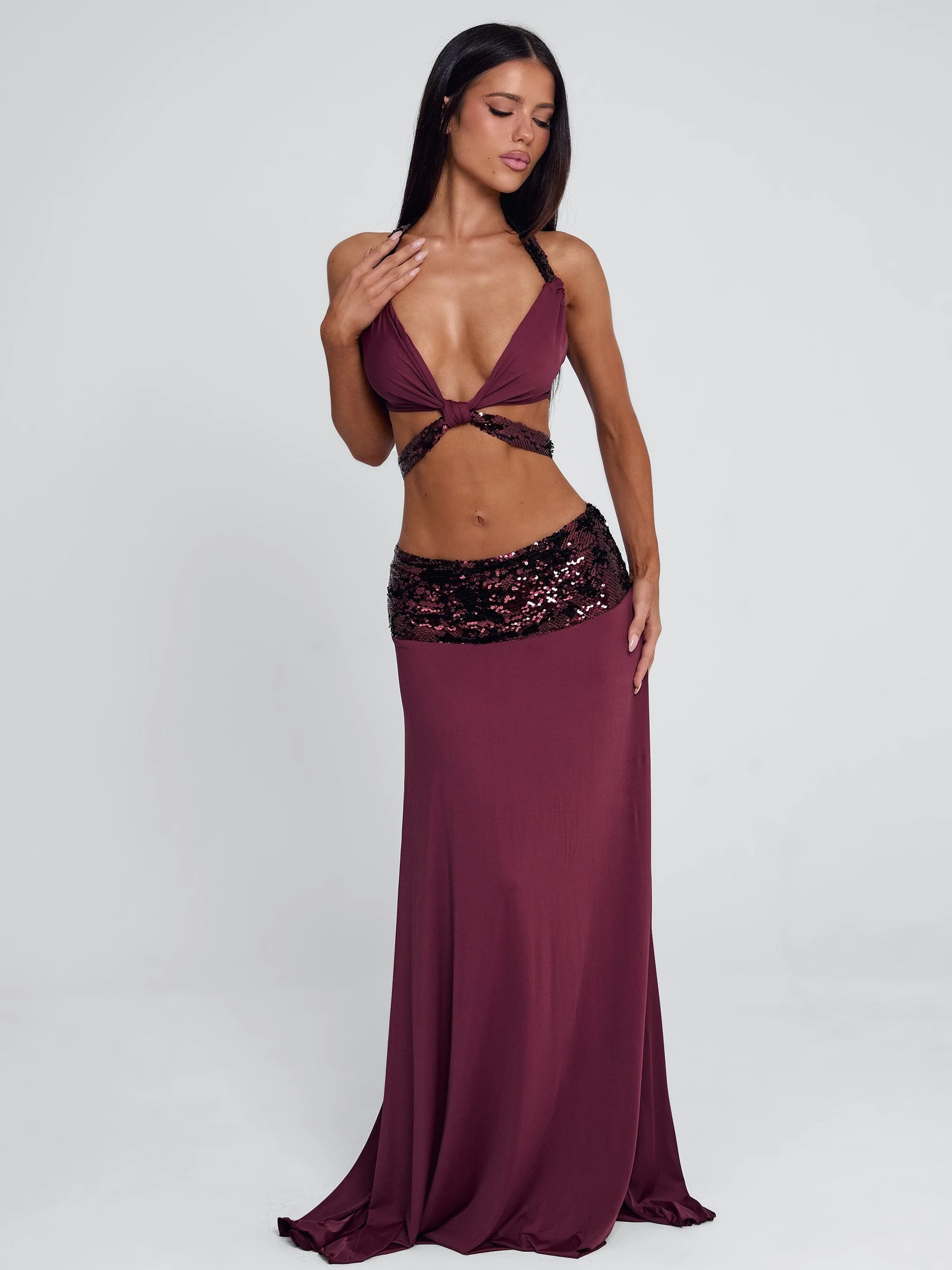 ALUNA MAXI SKIRT BURGUNDY | Outcast (US & UK)