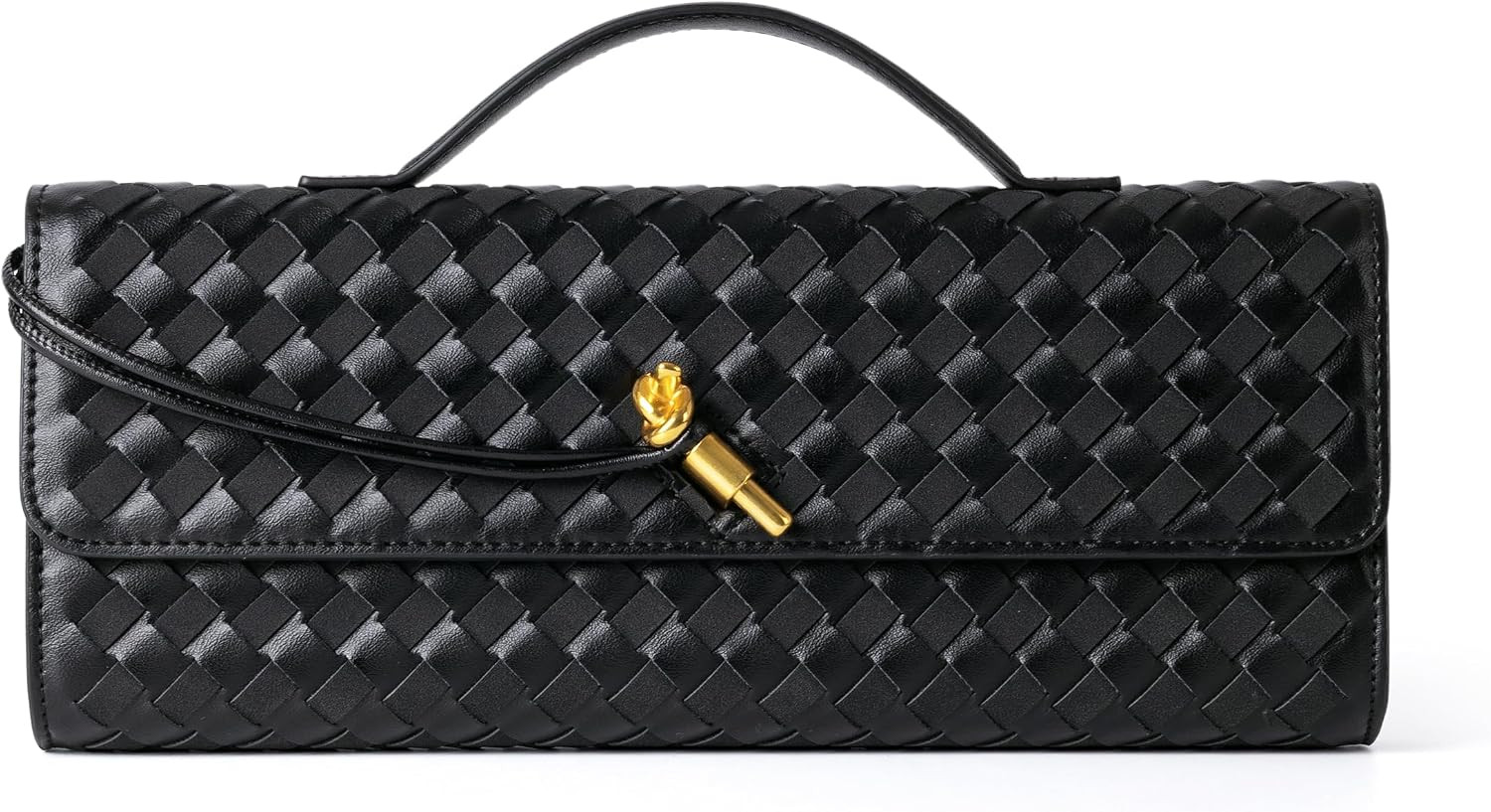 Joryin Woven Purse For Women Evening Clutch Woven Leather Handbags Crossbody Bag Suede Purse Black Formal Evening bag | Amazon (US)